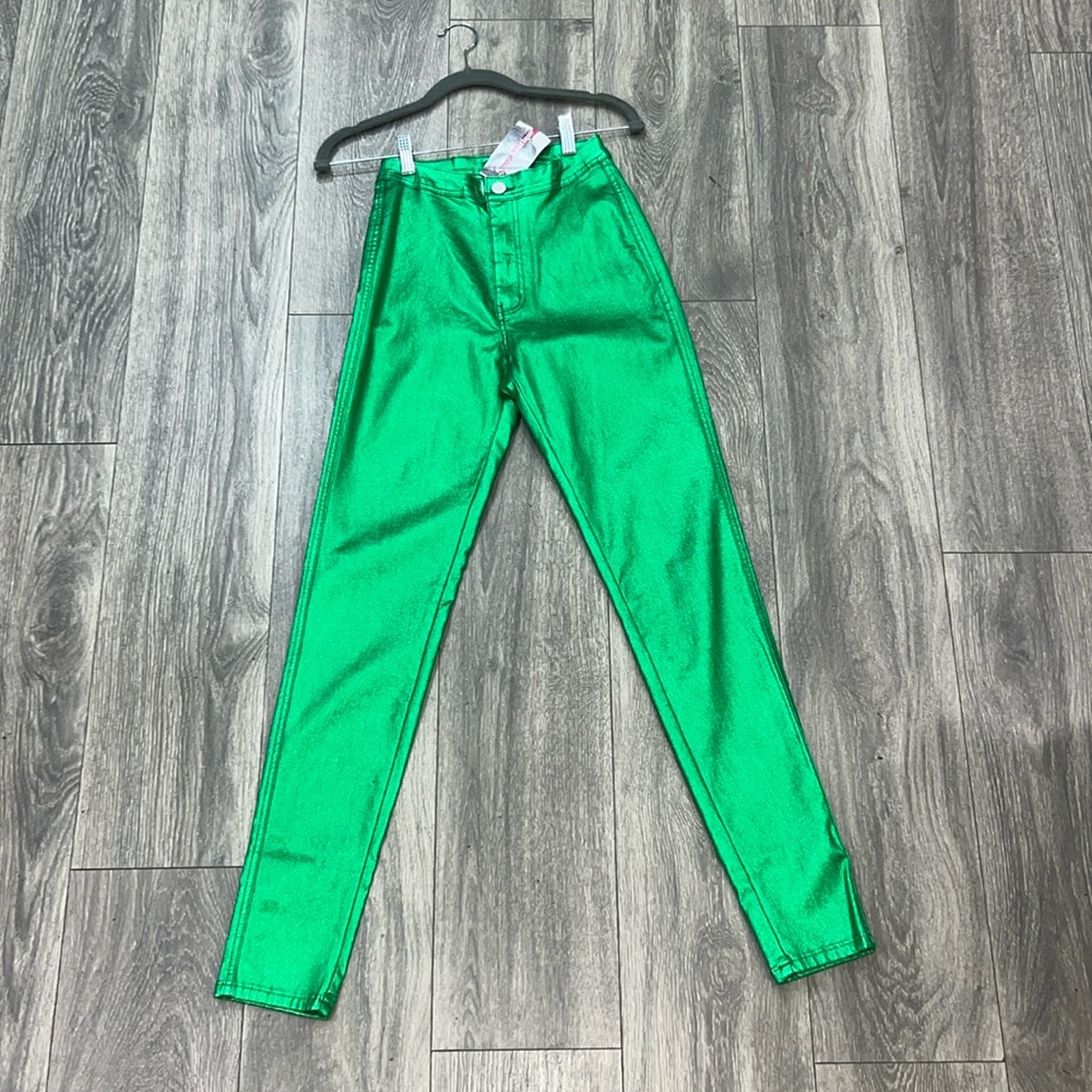 Metallic Green Pants